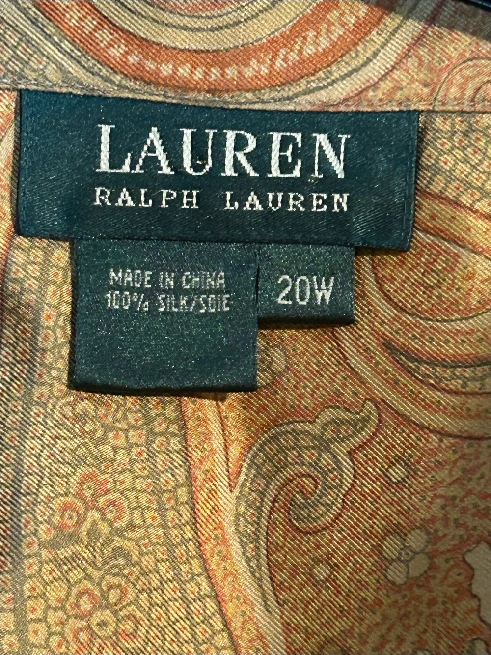 Lauren Ralph Lauren 100% Silk Paisley Button Up Blouse 20W - Picture 2 of 9